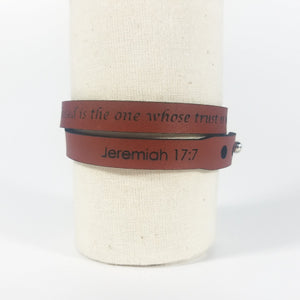 Double Wrap - The Leather Word Bracelet™  Jeremiah 17:7