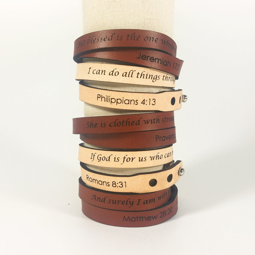 Double Wrap - The Leather Word Bracelet™  Jeremiah 17:7