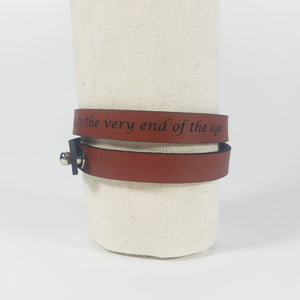 Double Wrap - The Leather Word Bracelet™  Matt 28:20