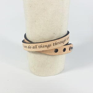 Double Wrap - The Leather Word Bracelet™  Philippians 4:13