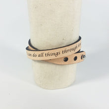 Custom Text Leather WordBracelet  double wrap