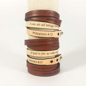 Custom Text Leather WordBracelet  double wrap