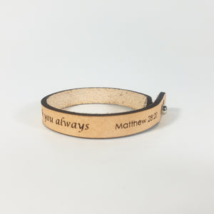 Single Wrap - Leather Word Bracelet™  Matt 28:20