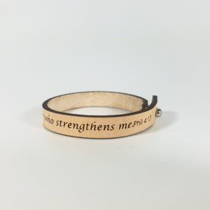 Single Wrap - The Leather Word Bracelet™  Philippians 4:13