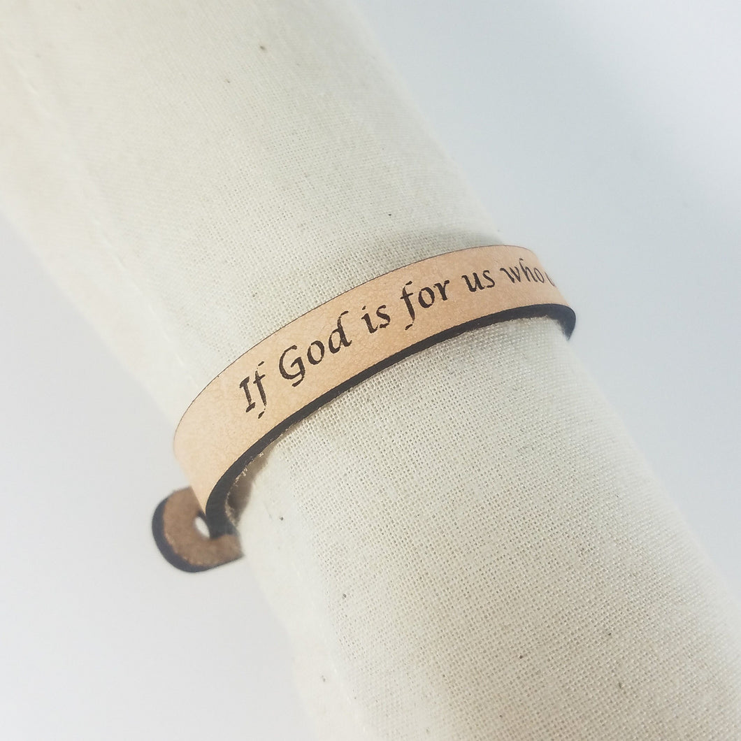 Single Wrap - The Leather Word Bracelet™  Romans 8:31