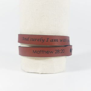 Custom Text Leather WordBracelet  double wrap